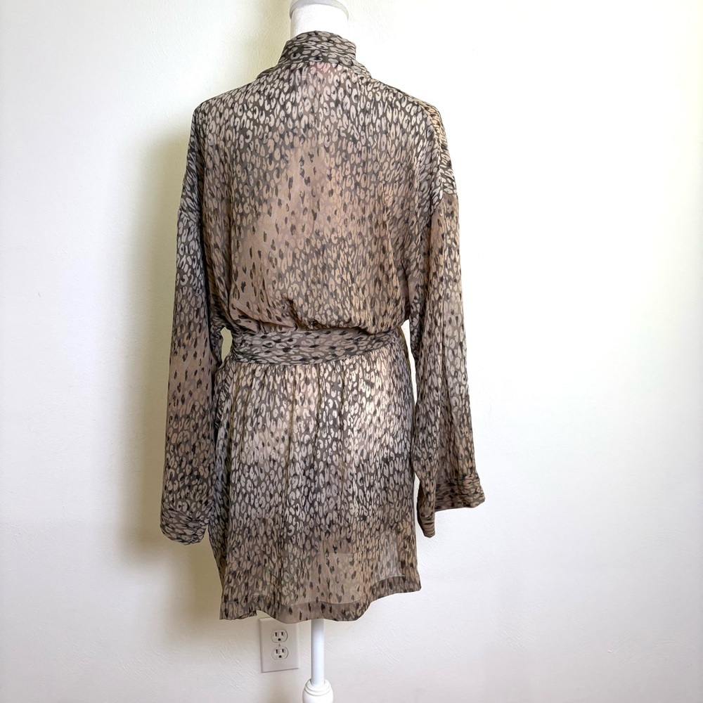 Victoria’s Secret leopard animal print semisheer, kimono belted robe pockets - Picture 2 of 14